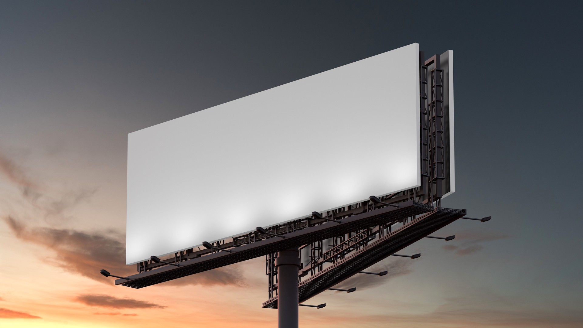 Mockup of a outdoor billboard against the evening sky